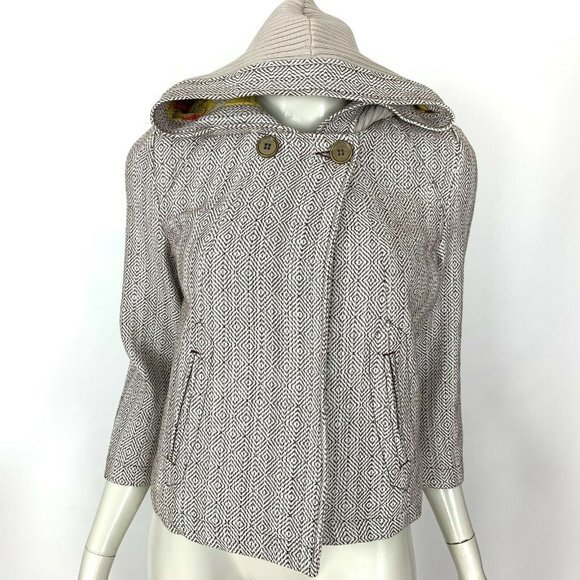 Tulle 3/4‎ Sleeve Crop Jacket Hood Lined Cotton NWT - Picture 1 of 8